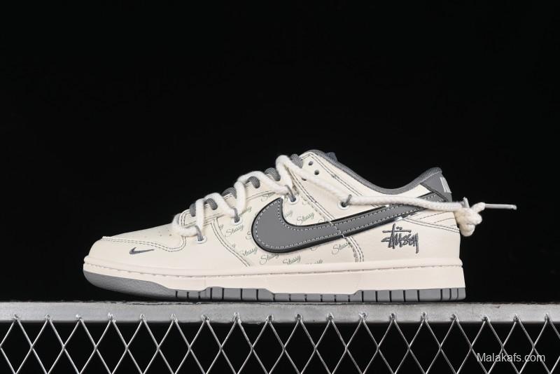 Nike SB Dunk Low Stussy Bandana Grey Check Anniversary Custom Low-Top Casual Skate Shoes - SJ2068-310