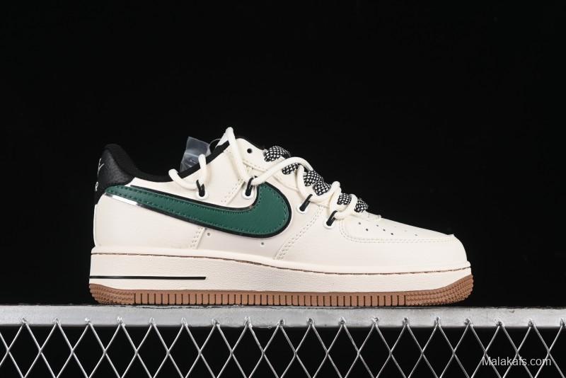 Nike Air Force 1 '07 Low Bape Collaboration - Beige Green Gum Pull Tab Casual Sneakers SJ1198-100