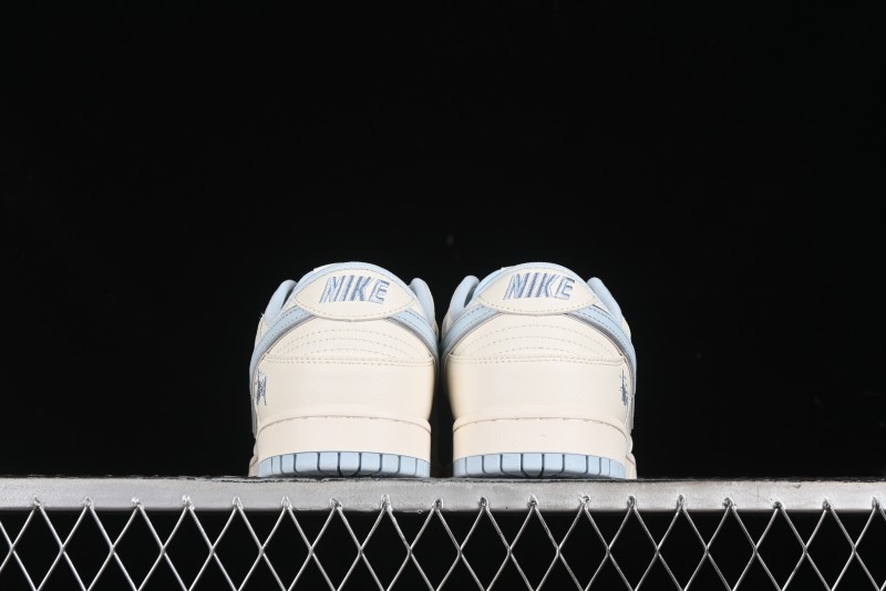 Nike SB Dunk Low Stussy Collaboration - Double Swoosh Ice Blue Anniversary Custom Low-Top Casual Skate Shoes - XX2026-101
