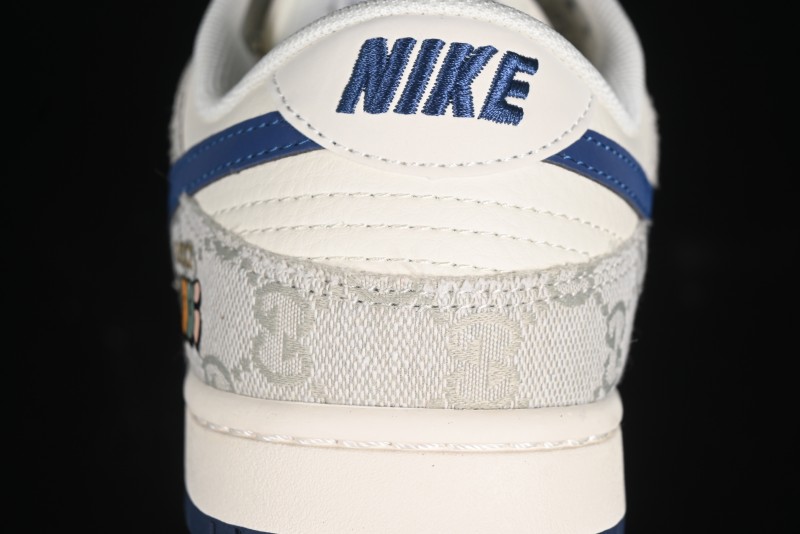 Nike SB Dunk Low Gucci Collaboration - Smoke Blue Anniversary High-End Custom Low-Top Casual Skate Shoes - XX2025-801