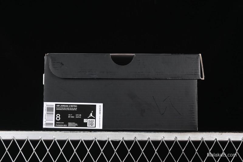 Nike Air Jordan 4 Retro Basketball Shoes in Black, Blue and Neutral Grey - FV5029-003