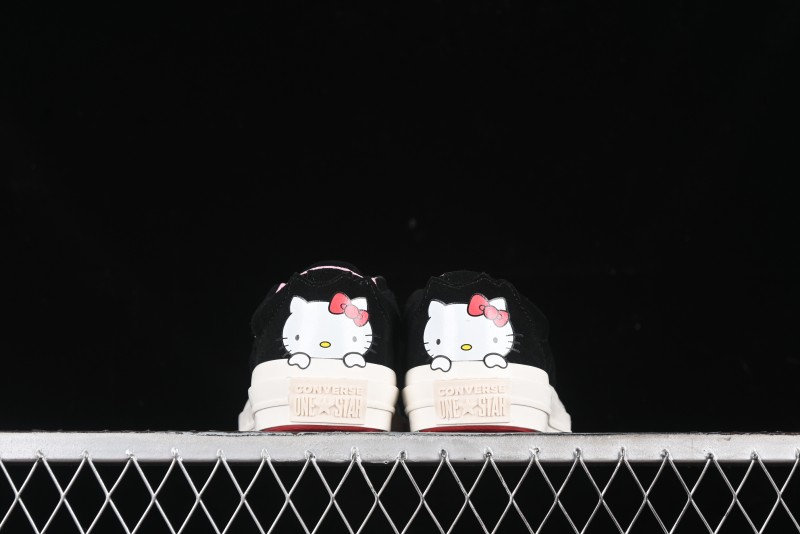 Converse One Star Hello Kitty Collaboration Low-Top Casual Sneakers with Embroidered Bow - 362940C