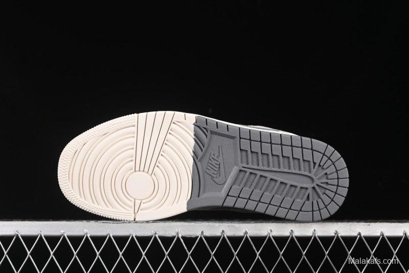 Nike Air Jordan 1 Low Supreme Collaboration - Dual-Tone Beige/Grey Retro Basketball Shoes - SJ9950-030