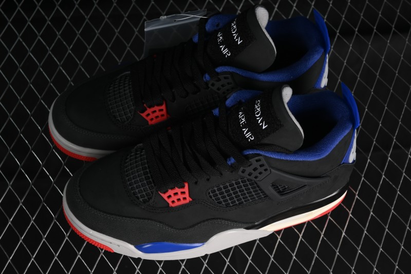 Nike Air Jordan 4 Retro Basketball Shoes in Black, Blue and Neutral Grey - FV5029-003