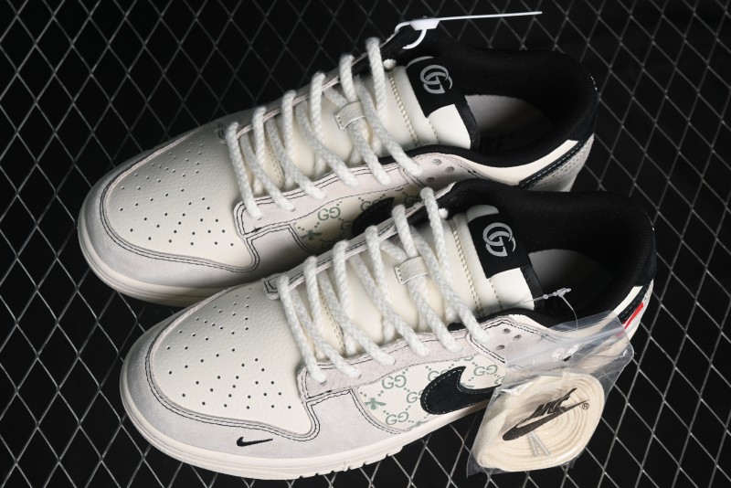 Nike SB Dunk Low Gucci Collaboration - Bumblebee Series Grey Black Hook Anniversary High-End Custom Low-Top Casual Skate Shoes - MM1089-029