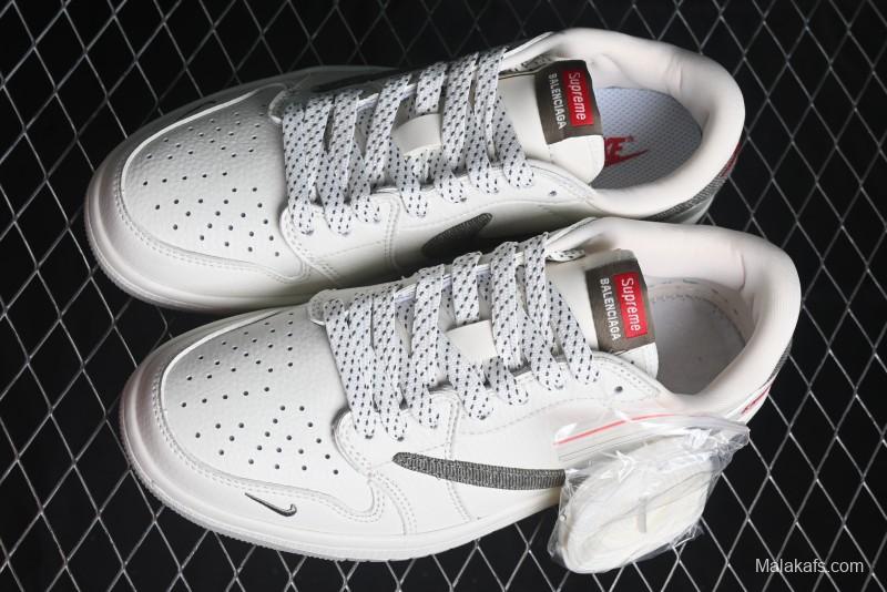 Nike Travis Scott x Fragment Design x Air Jordan 1 Low OG SP AJ1 Supreme Collaboration - Light Beige White Low Top Casual Sneakers - JH6088-609