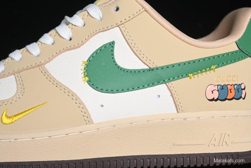 Nike Air Force 1'07 Low Gucci Collaboration White Brown Green Low-Top Casual Sneakers - KK1988-024