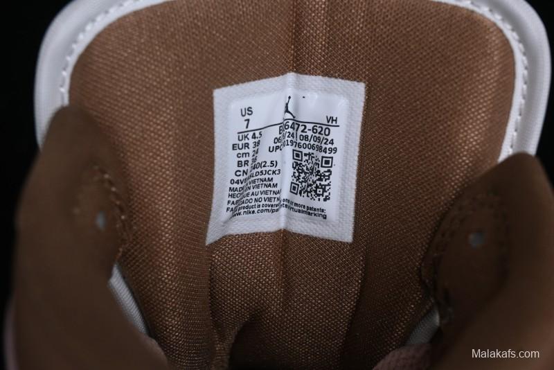 Nike Air Jordan 1 Mid AJ1 Basketball Shoes in Khaki Pink - BQ6472-620