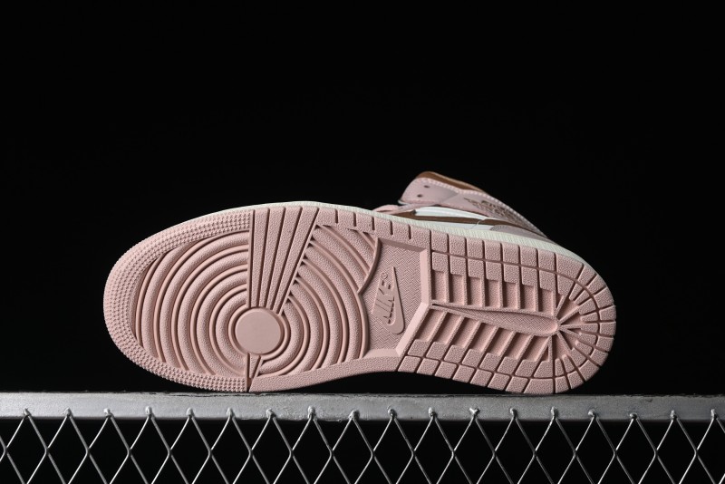 Nike Air Jordan 1 Mid AJ1 Basketball Shoes in Khaki Pink - BQ6472-620