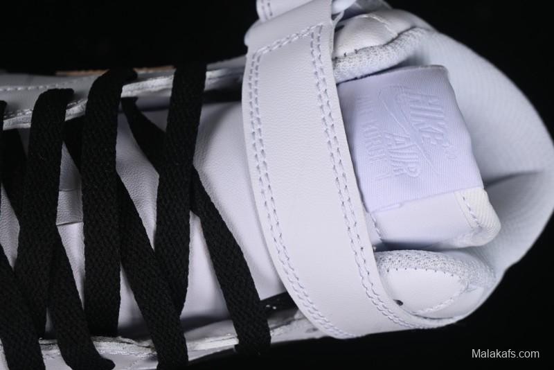 Nike Air Force 1 '07 Mid Hand-Painted White Black Brown with Swoosh Shadow Strap Mid-Top Casual Sneakers - CW2289-111