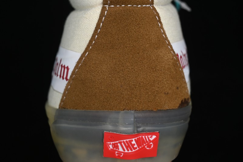 Palm Angels x Vans Sk8-Mid Collaboration Mid-Top Skate Shoes with Distressed Sole - VN000CRPGRN