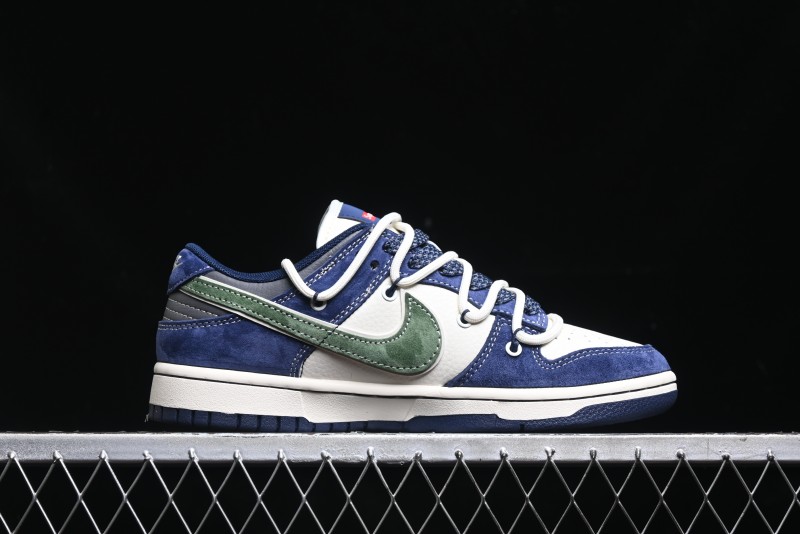 Nike SB Dunk Low Supreme Collaboration - Double Force Blue Lace-Up Anniversary High-End Custom Low-Top Casual Skate Shoes - XS1186-101