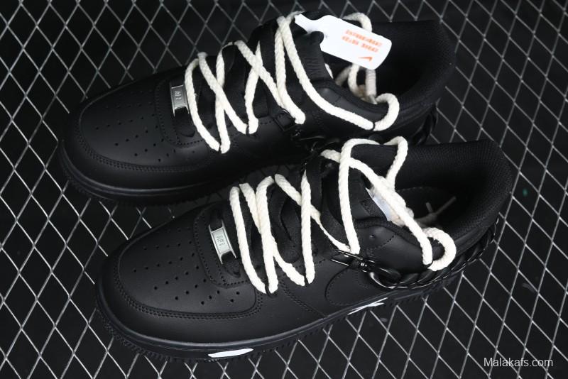Nike Air Force 1 '07 Low Black Deconstructed Utility Casual Sneakers - CW2288-763