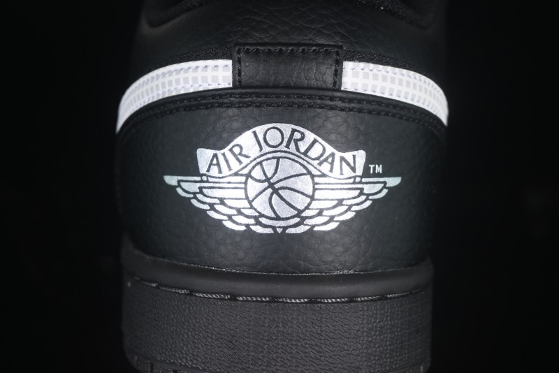 Nike Air Jordan 1 Low AJ1 Basketball Shoes in Black and White Canvas and Leather - HV5968-001
