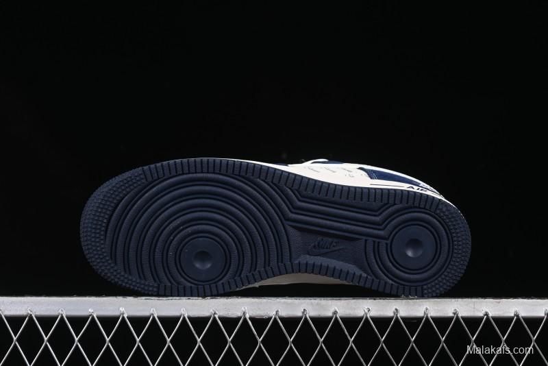 Nike Air Force 1 '07 Low Stussy Collaboration Dark Blue Suede White Swoosh Low-Top Casual Sneakers - XZ6188-673