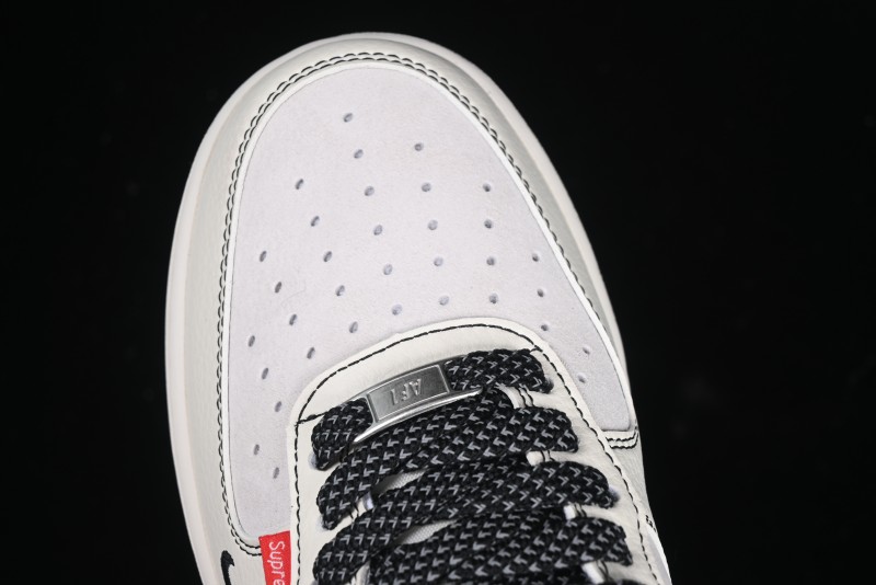 Nike Air Force 1 '07 Low Supreme Collaboration Casual Sneakers in Beige Black Red - BB7518-019