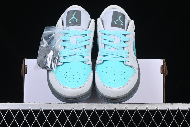 Nike Air Jordan 1 Low AJ1 Patent Leather Grey Green Casual Sneakers - HQ3599-025