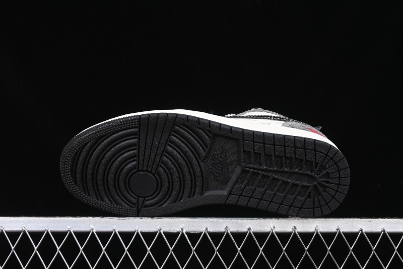 Nike Air Jordan 1 Low Retro Basketball Shoes with Custom Stussy Grey Snake Design - FC1688-202