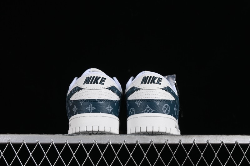 Nike SB Dunk Low LV Collaboration - Dark Blue Print Anniversary High-End Custom Low-Top Casual Sneakers - DQ1098-363