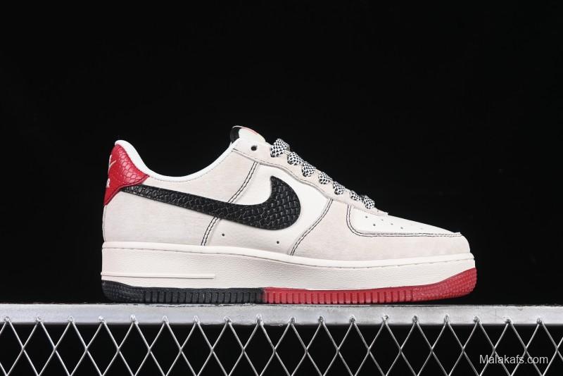 Nike Air Force 1 '07 Low Supreme Snake Year Limited Edition Black Snake Swoosh Low-Top Casual Sneakers - HH7518-033