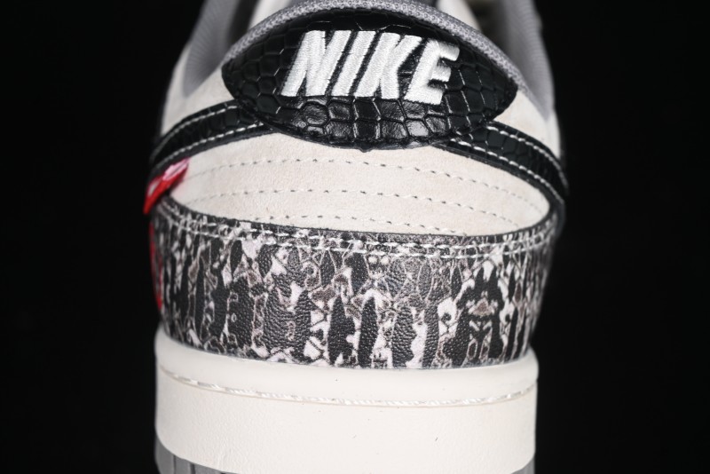 Nike SB Dunk Low Year of the Snake Series Snake Scale Black Swoosh Custom Low-Top Casual Skate Shoes - YX5066-272