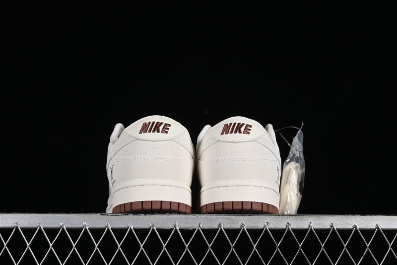 Nike SB Dunk Low LV Collaboration - Double Swoosh Beige Brown Anniversary High-End Custom Low-Top Casual Skate Shoes - XX2025-309