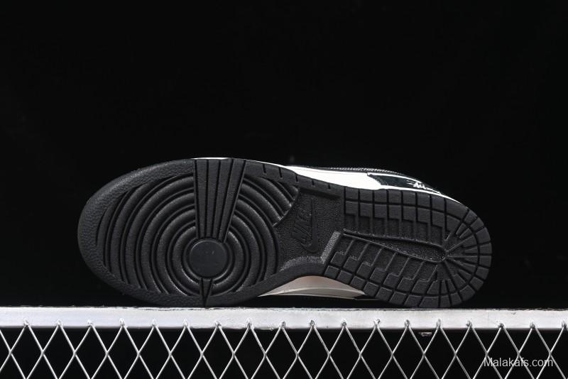 Nike SB Dunk Low Stussy x Gucci Triple Collaboration - Irregular Black Swoosh Anniversary Custom Low-Top Casual Sneakers - FC1688-196