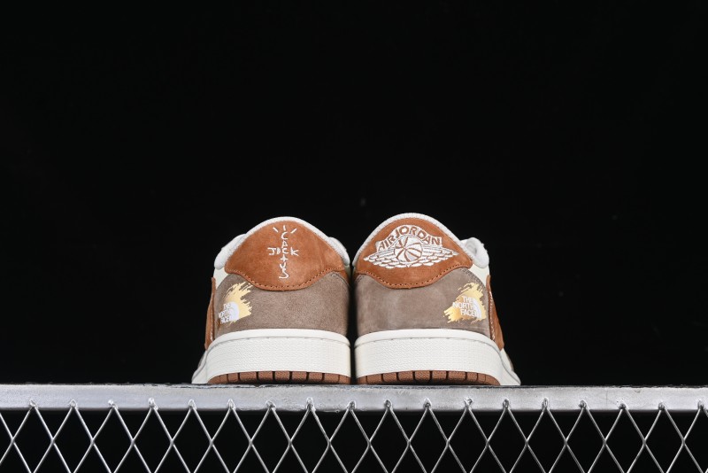 Nike Travis Scott x Fragment Design x Air Jordan 1 Low OG SP AJ1 Mocha Gold Low-top Casual Sneakers - DM7866-040