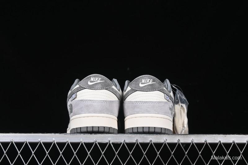 Nike SB Dunk Low The North Face Collaboration Double Swoosh Grey Pigskin Anniversary Edition Custom Low-Top Casual Skate Shoes - XX3168-009