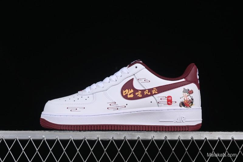 Nike Air Force 1 '07 Low "Nezha" 2D Hand-Painted Doodle Casual Sneakers with Full-Length Air Cushion - FV5988-105