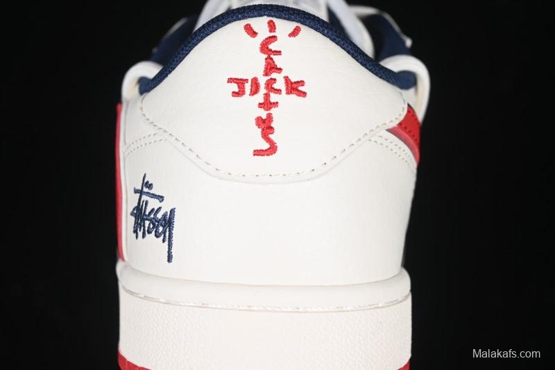 Nike Travis Scott x Fragment Design x Air Jordan 1 Low OG SP AJ1 Retro Sneakers with Reverse Swoosh - SJ0086-138