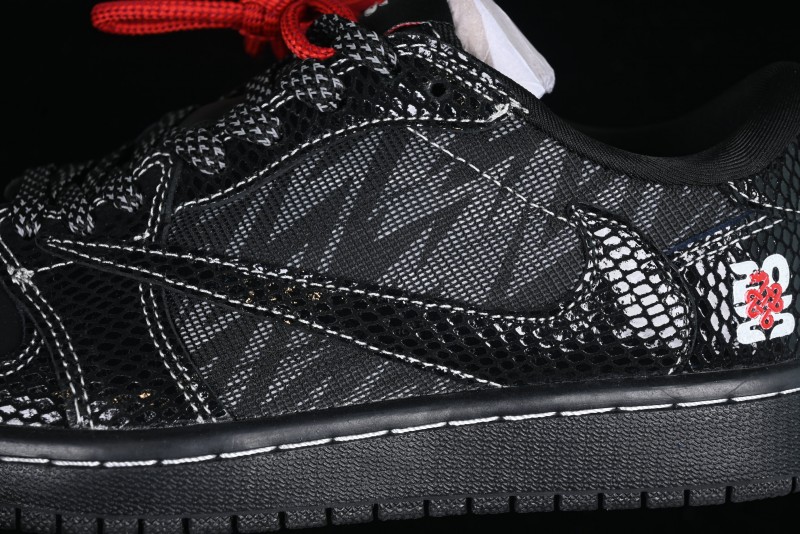 Nike Travis Scott x Fragment Design x Air Jordan 1 Low OG SP AJ1 Year of the Snake Limited Black Snake Web Low Top Casual Sneakers - CH6336-018