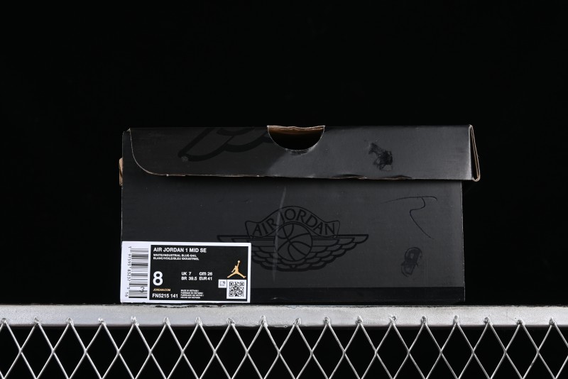 Nike Air Jordan 1 Mid Industrial Blue Basketball Shoes with Air Cushion - FN5215-141