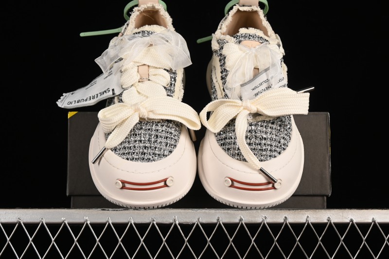 SMILEREPUBLIC SMILE Canvas Sneakers with Cut Wool Fringe and Unique Weaving - G.D4