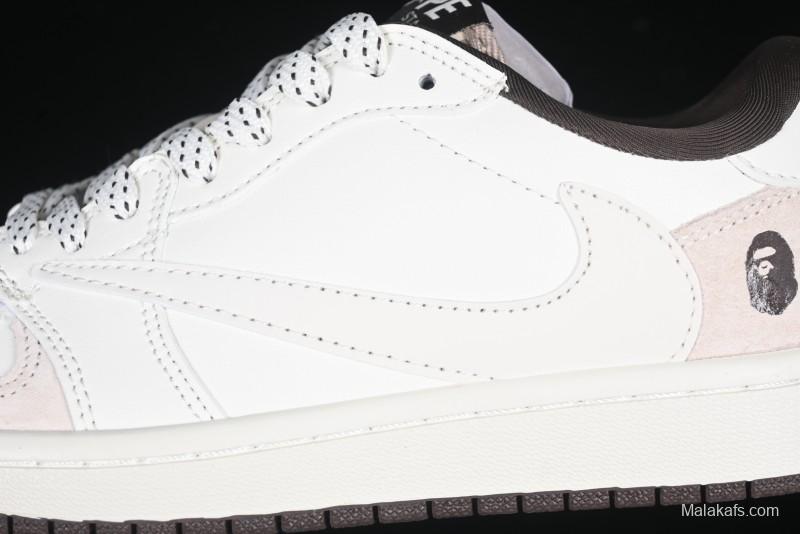 Nike Travis Scott x Fragment Design x Air Jordan 1 Low OG SP AJ1 Bape Collaboration Sneakers - AG3702-807