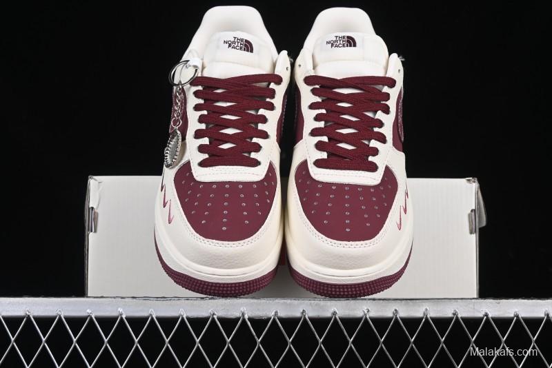 Nike Air Force 1 '07 Low The North Face Collaboration Burgundy Swoosh Casual Sneakers - KK1988-042
