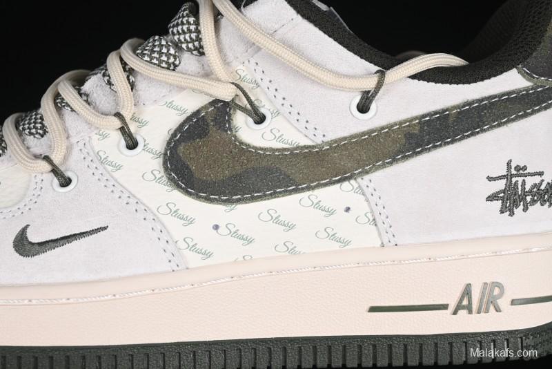 Nike Air Force 1 '07 Low Stussy Collaboration Camo Swoosh Drawstring Casual Sneakers - DM6688-014