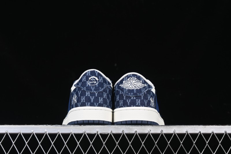 Nike Travis Scott x Fragment Design x Air Jordan 1 Low OG SP AJ1 MLB Collaboration White Blue Denim Low-top Casual Sneakers - DM7866-051