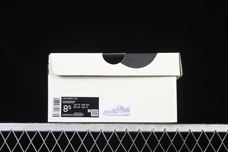 Nike Air Force 1 '07 Low Supreme Collaboration Grey Swoosh Red Tab Low-Top Casual Sneakers - CH6336-510