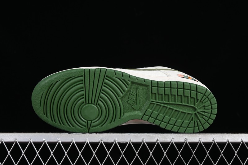 Nike SB Dunk Low Gucci Collaboration - Beige Green Woven Fabric Anniversary High-End Custom Low-Top Casual Skate Shoes - DQ1098-368