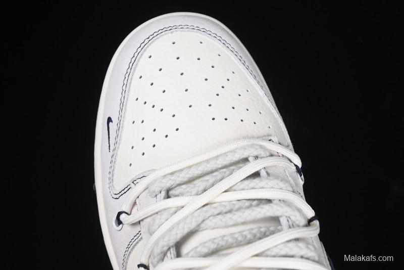 Nike SB Dunk Low Stussy Anniversary Edition High-End Custom Sneakers with Lace-Up Design in Grey White and Navy - YX5066-240