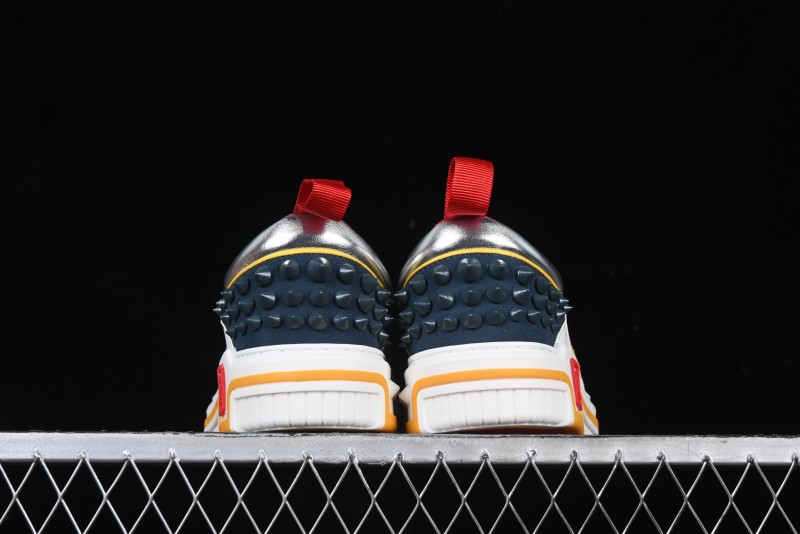 Christian Louboutin Funnyto Flat Comfortable Fashion Low-Top Sneakers in White Yellow Red - X.D4