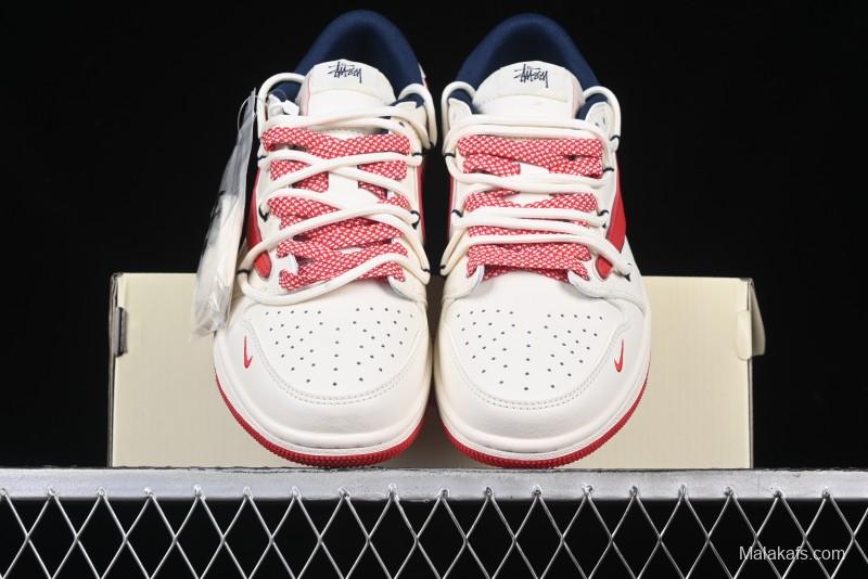 Nike Travis Scott x Fragment Design x Air Jordan 1 Low OG SP AJ1 Retro Sneakers with Reverse Swoosh - SJ0086-138