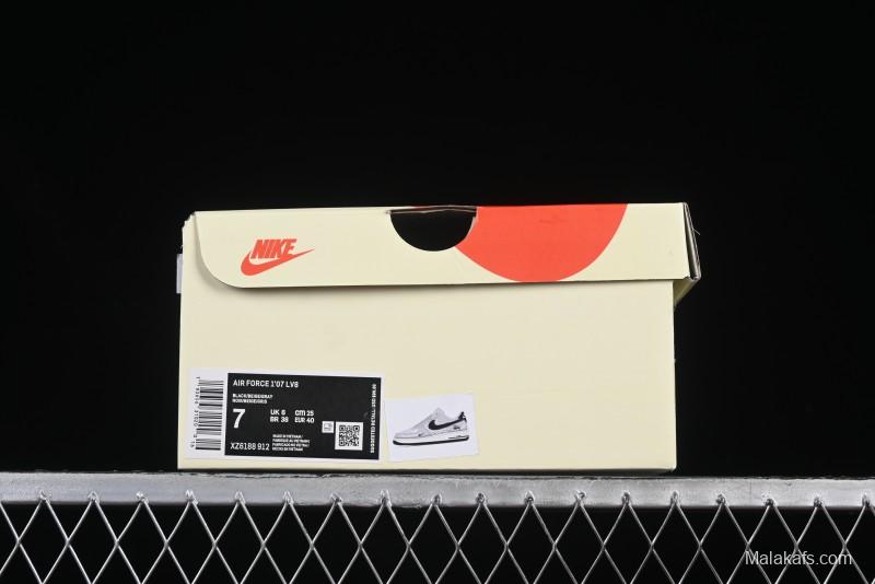 Nike Air Force 1 '07 Low Stussy Collaboration Silver Trim Black Swoosh Low-Top Casual Sneakers - XZ6188-912