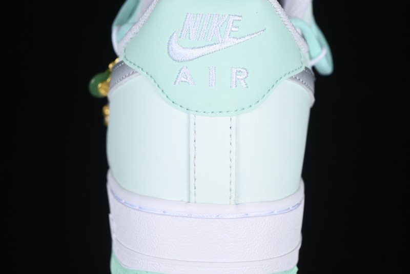 Nike Air Force 1 '07 Low Gold-Inlaid Jade Casual Sneakers with Strap - XV7981-476