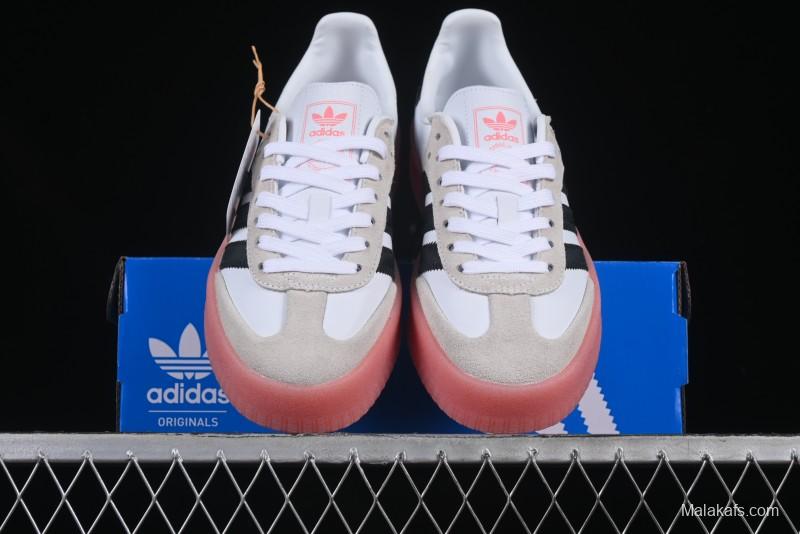 Adidas Samba Classic – White/Black with Pink Translucent Sole