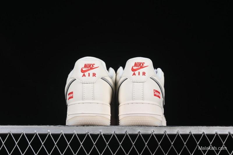 Nike Air Force 1 '07 Low Supreme Collaboration Off-White Crystal Custom Casual Sneakers - XZ6188-715