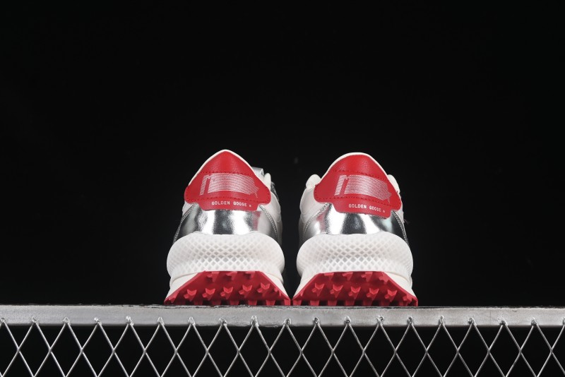 Golden Goose Marathon White Red Silver Comfortable Low-Top Lifestyle Sneakers - H8D4