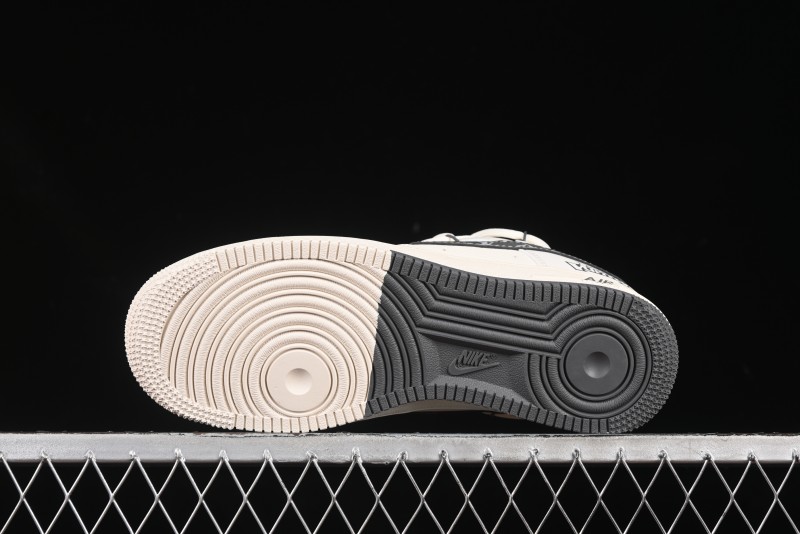 Nike Air Force 1 '07 Low LV Collaboration Two-Tone Grey Pattern Lace-Up Casual Sneakers - DM6868-063
