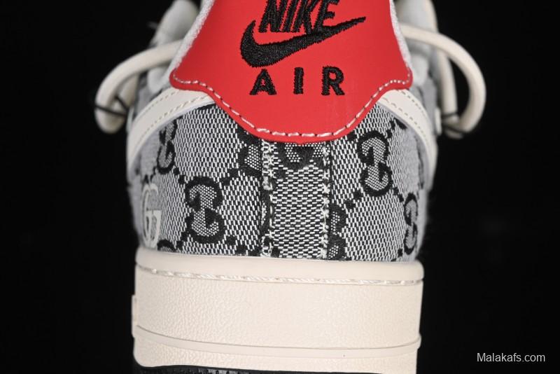 Nike Air Force 1'07 Low Gucci Collaboration Grey Pattern Drawstring Casual Sneakers - YX5066-319